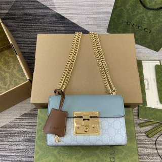 Gucci 409487 Padlock Small Shoulder Bag Blue