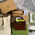 Gucci Diana Mini Tote Bag Crocodile LeatherTop Handle Bag Gucci ‎655661 Brown