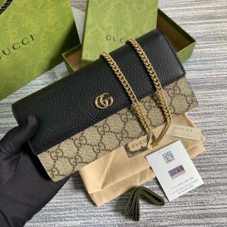 Gucci 546585 GG Marmont Chain Wallet Black