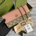 Gucci 546585 GG Marmont Chain Wallet Pink