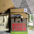 Gucci 659983 GG Small Tote Bag Brown Red