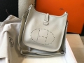 Hermes H083435 Evelyne III 29 Shoulder Bag Silver Hardware White Gray