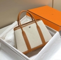 Hermes Beige Canvas and Brown leather Garden Party 30cm Bag H239052