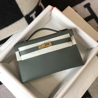 Hermes Mini Kelly Pouchette Epsom Leather H230231 Almond green