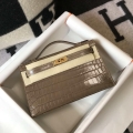 Hermes Mini Kelly Pouchette Crocodile Leather H230237 Oragano