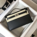 Hermes Mini Kelly Pouchette Epsom Leather H230240 Black Silver