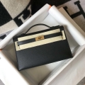 Hermes Mini Kelly Pouchette Epsom Leather H230241 Black Gold