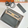 Hermes Evercolor Kelly Danse II 22cm Leather Crossbody Bag H20368 Gray