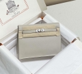 Hermes Evercolor Kelly Danse II 22cm Leather Crossbody Bag H20373 Light Gray Silver