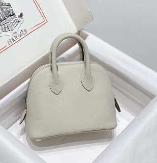 Hermes 316419 Bolide 1923 Mini Leather Bag pearl Gray H900967