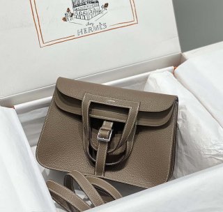 Hermes halzan 25 clemence stamp B Silver H98803