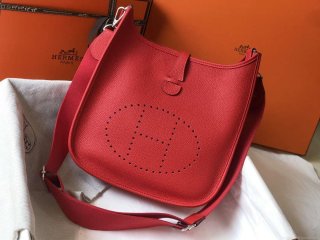 Hermes Evelyne III 29 bag Designer Hermes Shoulder Bag 204851 Red Silver