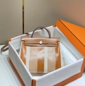 Hermes H084076CKAD Herbag Zip 31 Bag in Brown Hunter Leather and Canvas H60051