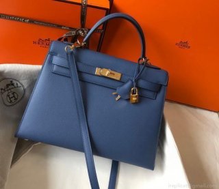 Hermes Sellier Kelly 28cm of Epsom Leather Bag 20338 Blue