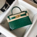 Hermes Kelly Bag Designer Hermes 19CM Shoulder Mini Bag Green 20452