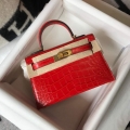 Hermes Kelly Bag Designer Hermes 19CM Shoulder Mini Bag Red 20454