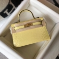 Hermes Kelly Bag Designer Hermes 19CM Shoulder Mini Bag Yellow 20451