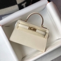 Hermes Kelly Bag Hermes 19CM Epsom Shoulder Mini Bag Beige Gold buckle 20458