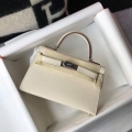 Hermes Kelly Bag Hermes 19CM Epsom Shoulder Mini Bag Beige Silver buckle 20457