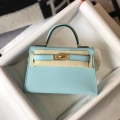 Hermes Kelly Bag Hermes 19CM Epsom Shoulder Mini Bag Light blue 20473