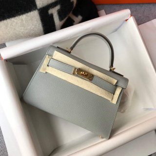 Hermes Kelly Bag Hermes 19CM Epsom Shoulder Mini Bag Light gray 20460