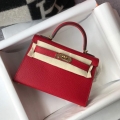 Hermes Kelly Bag Hermes 19CM Epsom Shoulder Mini Bag Red 20465