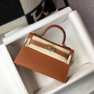 Hermes Kelly Bag Hermes 19CM Epsom Shoulder Mini Bag Tan 20467