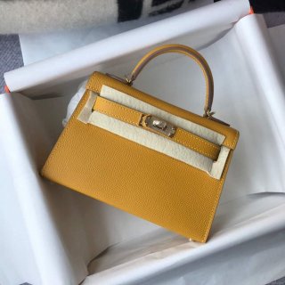 Hermes Kelly Bag Hermes 19CM Epsom Shoulder Mini Bag Yellow 20463