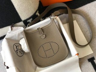 Hermes Evelyne Bag Designer Hermes Mini Crossbody Real Bag 20423 Gray