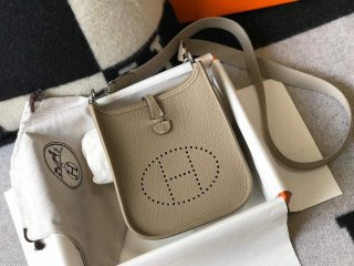 Hermes Evelyne Bag Designer Hermes Mini Crossbody Real Bag 20425 Light Grey