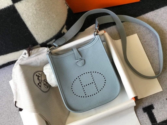 Hermes Evelyne Bag Designer Hermes Mini Crossbody Real Bag 20431 Light Blue