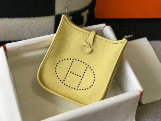 Hermes Evelyne Bag Designer Hermes Mini Crossbody Real Bag 20434 Light Yellow