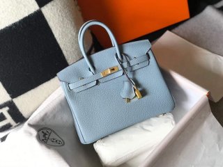 Hermes Birkin Designer Tote Bag Togo Leather 28335 Light Blue