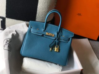 Hermes Birkin Designer Tote Bag Togo Leather 28336 Blue