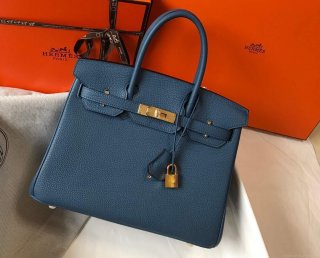 Hermes Birkin Designer Tote Bag Togo Leather 28345 Navy Blue