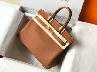 Hermes Birkin Designer Tote Bag Epsom Leather 28356 Brown