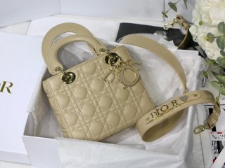 Dior Small Lady My ABCDior Bag Lambskin M0538 Apricot