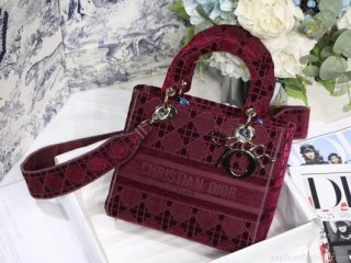 Dior M0565 Lady Dior Medium Tote Bag M950 Wine Red