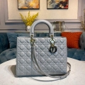 Dior M0566 Large Lady Dior Bag Gray Cannage Lambskin