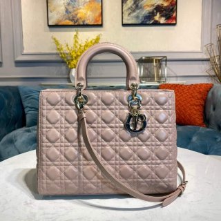 Dior M0566 Large Lady Dior Bag Pink Cannage Lambskin