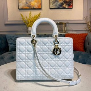 Dior M0566 Large Lady Dior Bag White Cannage Lambskin