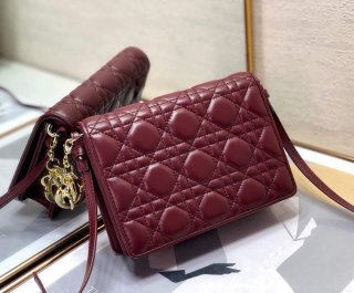 Dior S0855 Dior Lady Dior Pouch Wine Red Ultramatte Cannage Calfskin