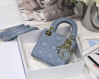 Dior S0856 MICRO LADY Dior Bag Cloud Blue Cannage Lambskin