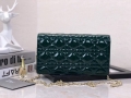 Dior S0204 Lady Dior Pouch Patent Cannage Calfskin Dark green