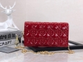 Dior S0204 Lady Dior Pouch Patent Cannage Calfskin Red