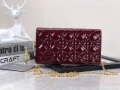 Dior S0204 Lady Dior Pouch Patent Cannage Calfskin Wine Red