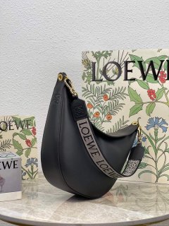 LOEWE A923PL9X07 Luna bag in satin calfskin and jacquard Black