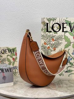 LOEWE A923PL9X07 Luna bag in satin calfskin and jacquard Pecan