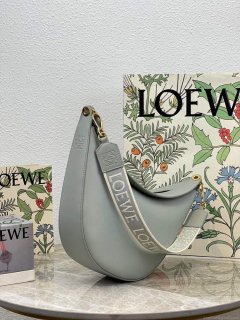 LOEWE A923PL9X07 Luna bag in satin calfskin and jacquard Ash Grey