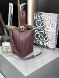 Loewe AANBBBMX01 Mini Pebble Bucket Bag in mellow calfskin Dark Burgundy